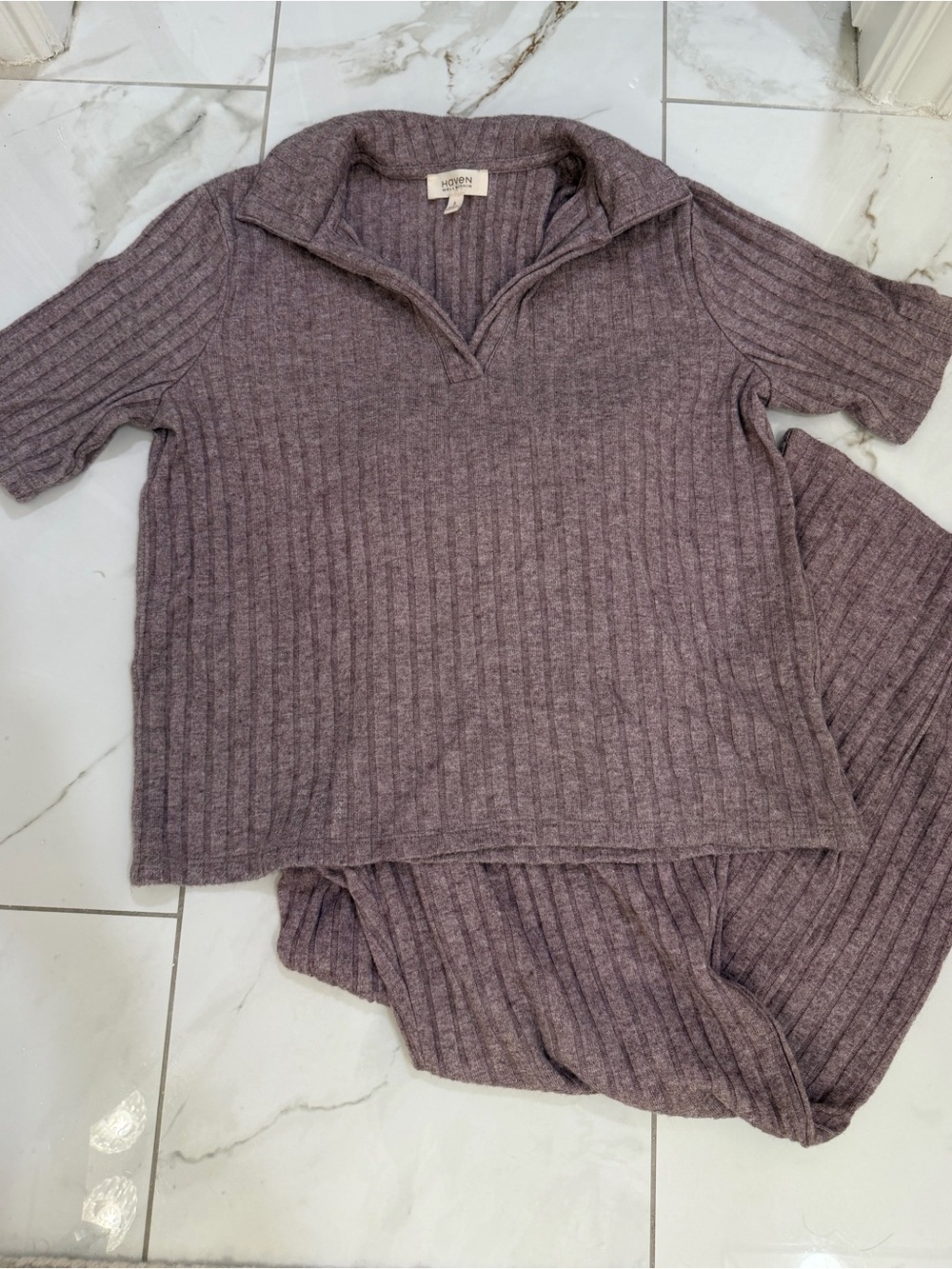 Haven well within Ribbed Knit Two-Piece Set in Purple